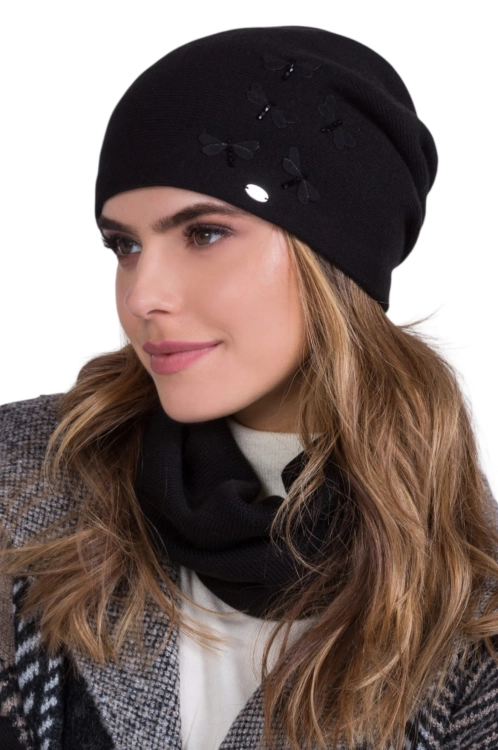 Zira czapka damska Kamea zimowa, z wełną, rozmiar uniwersalny 54–60 cm, kolor czarny