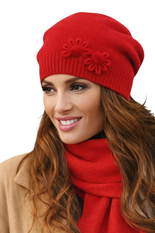 Abella czapka damska Kamea zimowa, 80% wełny, rozmiar uniwersalny 54–62 cm, kolor czerwony