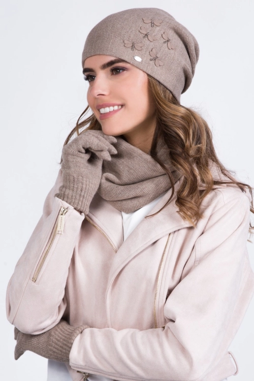 Zira czapka damska Kamea zimowa, z we?n?, rozmiar uniwersalny 54–60 cm, kolor Ciemny Be?owy
