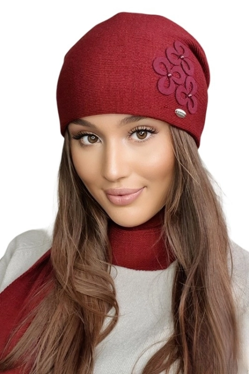 Cytryn czapka damska Kamea zimowa, z wełną, rozmiar uniwersalny 54–60 cm, kolor bordowy