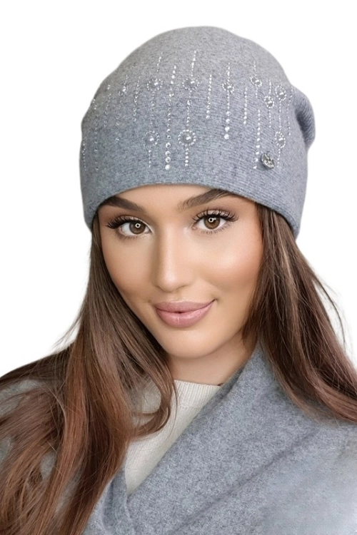 Eleni czapka damska Kamea zimowa, 80% wełny, rozmiar uniwersalny 54–60 cm, kolor szary