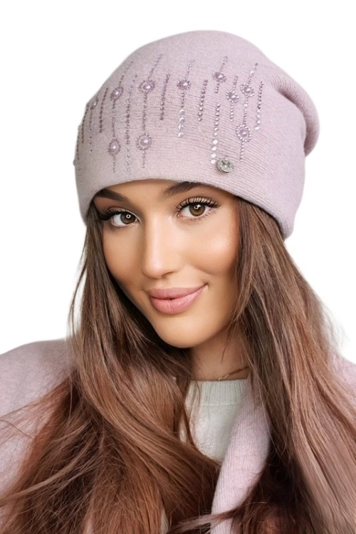 Eleni czapka damska Kamea zimowa, 80% wełny, rozmiar uniwersalny 54–60 cm, kolor różowy