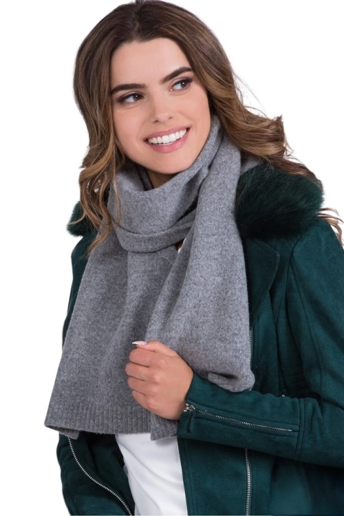 Szalik-02 damski Kamea zimowy, 80% wełny, 160 × 25 cm, kolor srebrny