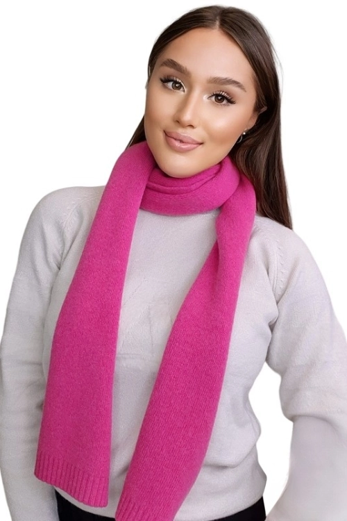 Szalik-02 damski Kamea zimowy, 80% wełny, 160 × 25 cm, kolor malinowy