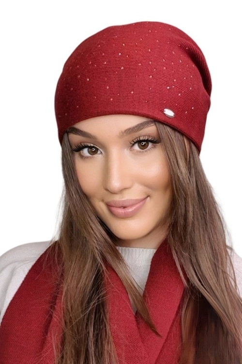 Dolomit czapka damska Kamea zimowa, z wełną, rozmiar uniwersalny 54–60 cm, kolor bordowy