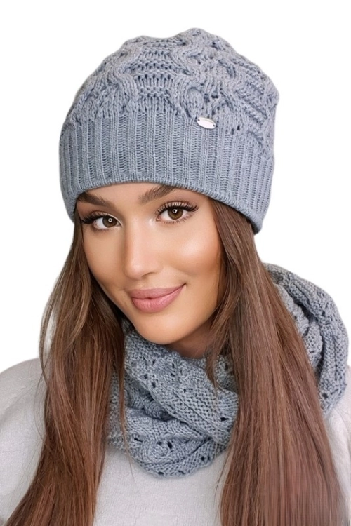 Kamila czapka damska Kamea zimowa, z wełną, rozmiar uniwersalny 54–60 cm, kolor szary