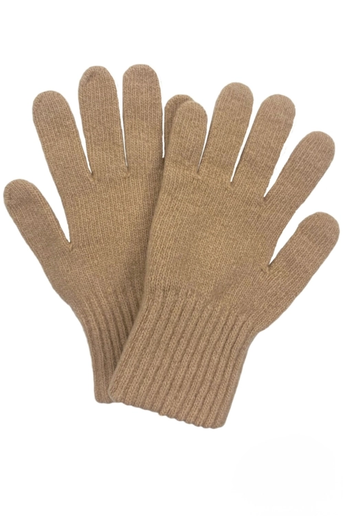Rękawiczki-01 damskie Kamea zimowe, 5-palczaste, 80% wełny, kolor camel