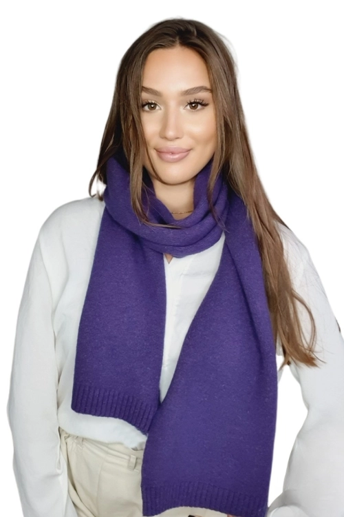 Szalik-02 damski Kamea zimowy, 80% wełny, 160 × 25 cm, kolor fioletowy