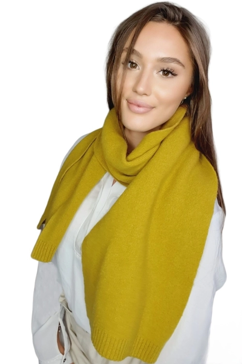 Szalik-02 damski Kamea zimowy, 80% wełny, 160 × 25 cm, kolor limonkowy