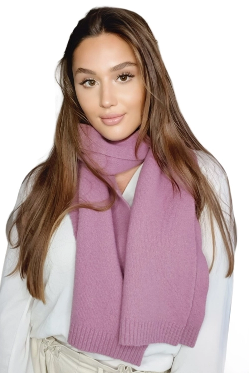Szalik-02 damski Kamea zimowy, 80% wełny, 160 × 25 cm, kolor liliowy