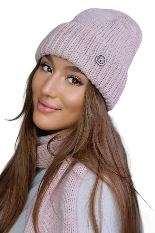 Raisa czapka damska Kamea zimowa, z wełną, rozmiar uniwersalny 54–60 cm, kolor różowy