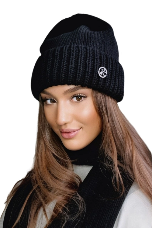 Raisa czapka damska Kamea zimowa, z wełną, rozmiar uniwersalny 54–60 cm, kolor czarny