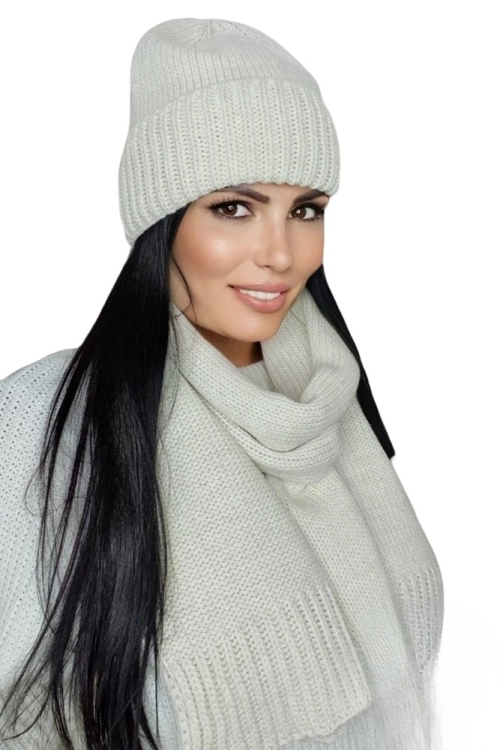 Raisa czapka damska Kamea zimowa, z wełną, rozmiar uniwersalny 54–60 cm, kolor ekru