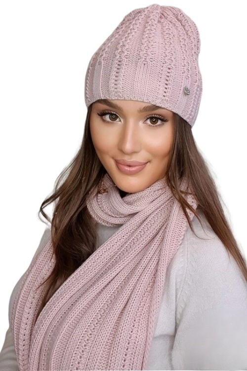 Filona czapka damska Kamea zimowa, z polarową podszewką, z wełną, rozmiar uniwersalny 54–60 cm, kolor różowy