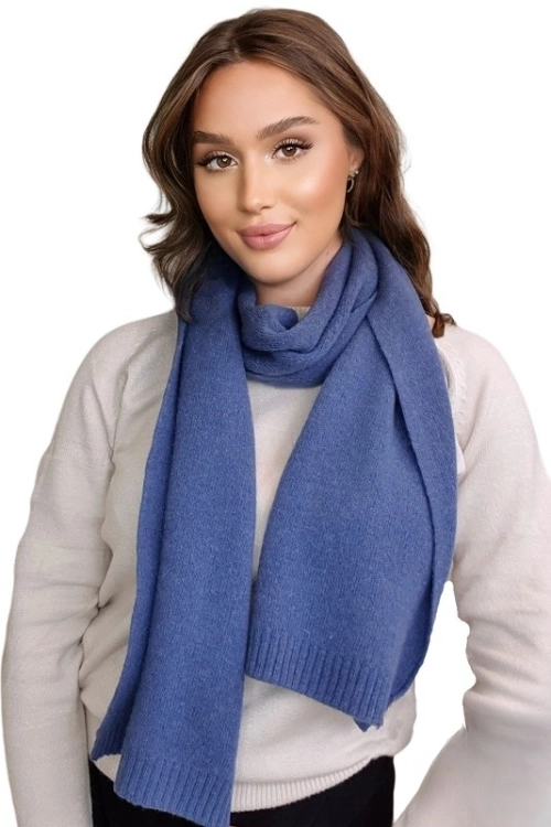 Szalik-02 damski Kamea zimowy, 80% wełny, 160 × 25 cm, kolor jeansowy