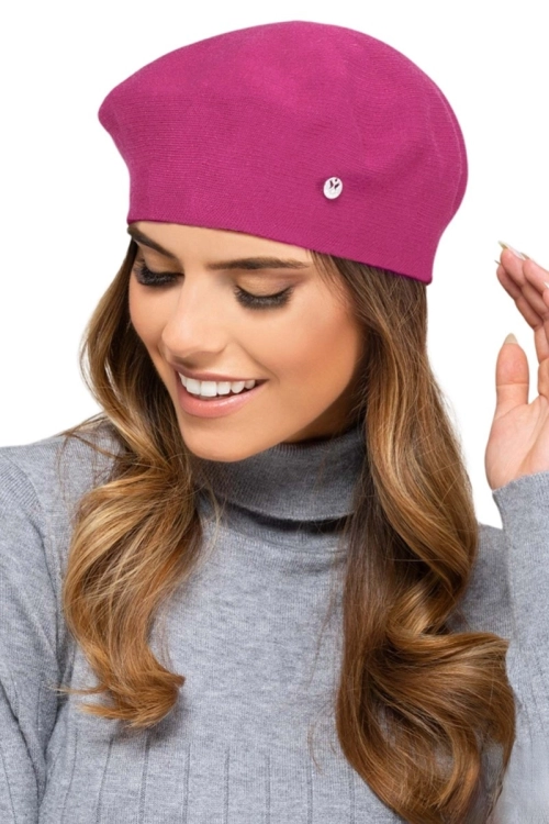 Nashville beret damski Kamea zimowy, 97% wiskozy, rozmiar uniwersalny 54–60 cm, kolor fuksja