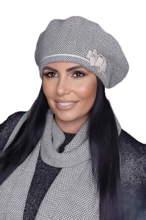 Helena beret damski Kamea zimowy, z alpaką, wełną i wiskozą, rozmiar uniwersalny 54–60 cm, kolor beżowy