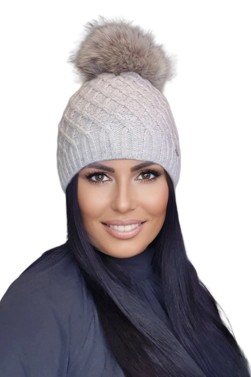 Shakti czapka damska Kamea zimowa, z polarową podszewką, z moherem i wełną, rozmiar uniwersalny 54–60 cm, kolor jasny beżowy