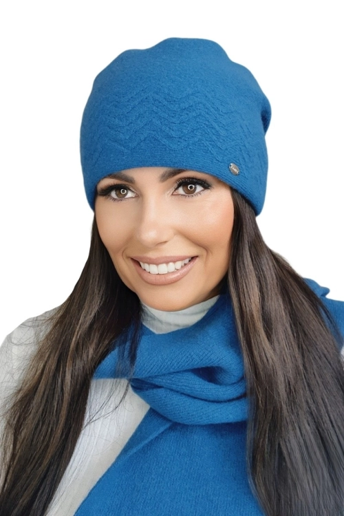 Hana czapka damska Kamea zimowa, 80% wełny, rozmiar uniwersalny 54–60 cm, kolor turkusowy