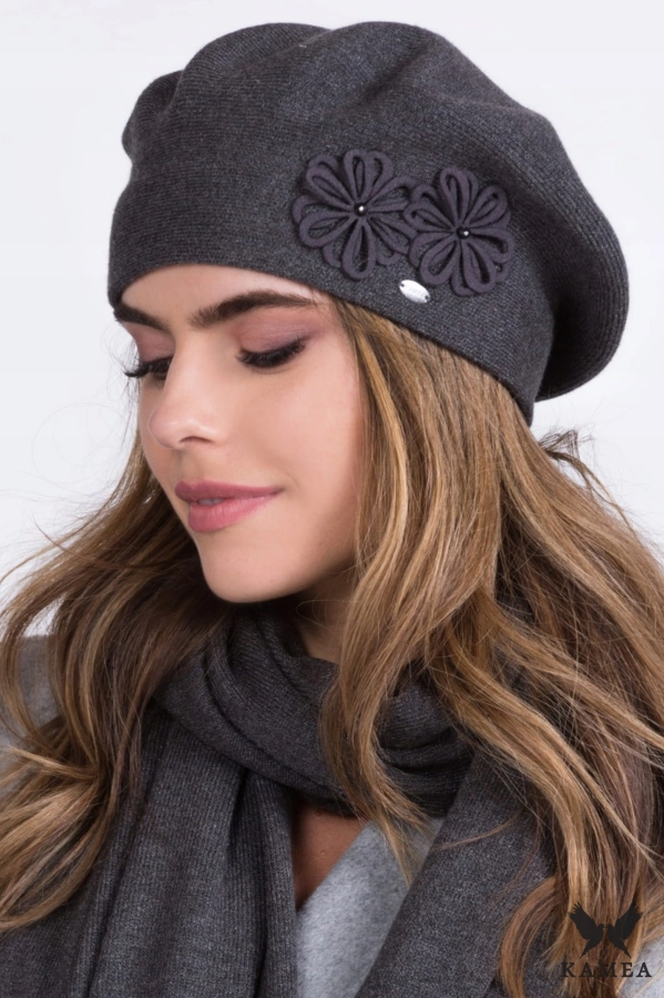 BERET DAMSKI ZIMOWY ELEGANCKI JUNA KOLOR GRAFITOWY.png