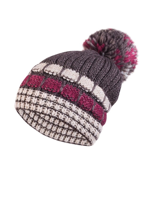 AMANDA czapka damska z pomponem multi-brąz