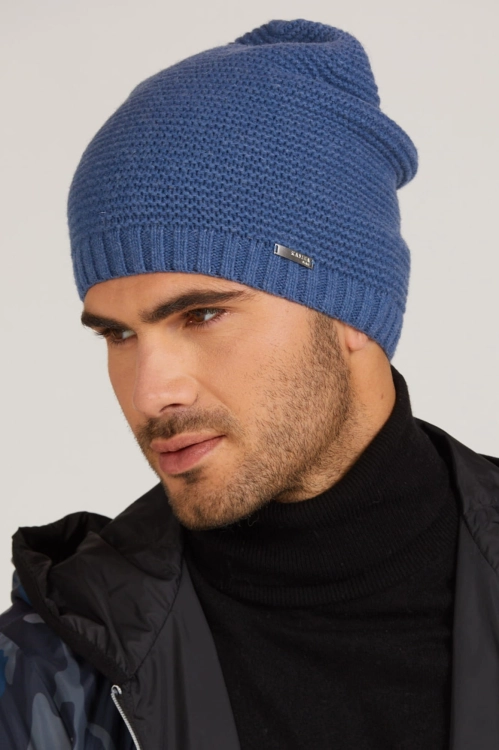 Olaf czapka męska Kamea zimowa, 80% wełny, rozmiar uniwersalny 54–62 cm, kolor niebieski