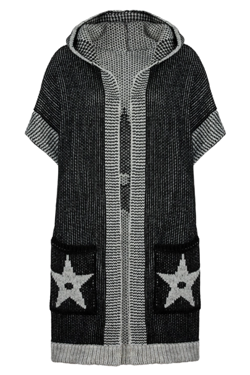 Pandora kardigan damski Kamea, z alpaką i wełną, rozmiar uniwersalny, kolor czarny i szary