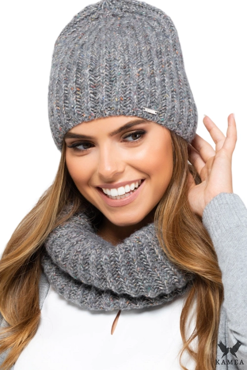 Alicante czapka damska Kamea zimowa, z jedwabiem, wełną i bawełną, rozmiar uniwersalny 54–60 cm, kolor szary