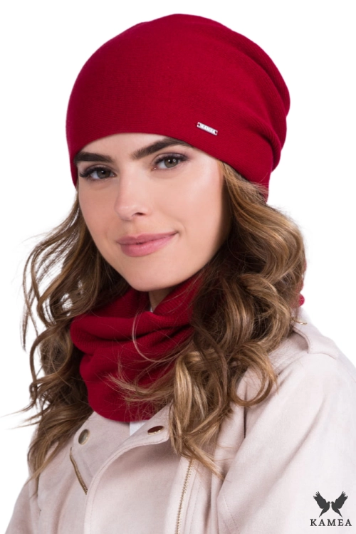 Gloria czapka damska Kamea zimowa, z wełną, rozmiar uniwersalny 54–60 cm, kolor czerwony