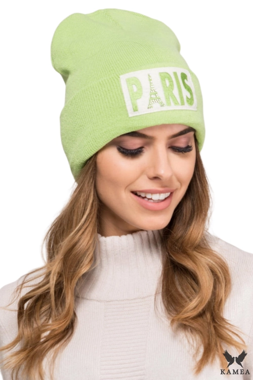 Paria czapka damska Kamea zimowa, z wełną, rozmiar uniwersalny 54–60 cm, kolor limonkowy