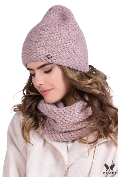 Wilma czapka damska Kamea zimowa, z alpaką i wełną, rozmiar uniwersalny 54–60 cm, kolor różowy