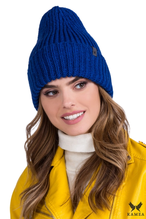 Puka czapka damska Kamea zimowa, z alpaką i wełną, rozmiar uniwersalny 54–60 cm, kolor niebieski