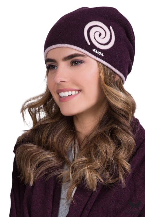 Szila czapka damska Kamea zimowa, 80% wełny, rozmiar uniwersalny 54–60 cm, kolor fioletowy